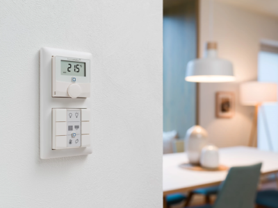 Bild von einer Wohnung mit Heizungssteuerung an der Wand